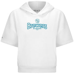 Milwaukee Brewers Levelwear Women's Amber Short Sleeve Cornerstone Hoodie - White