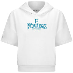 Pittsburgh Pirates Levelwear Women's Amber Short Sleeve Cornerstone Hoodie - White