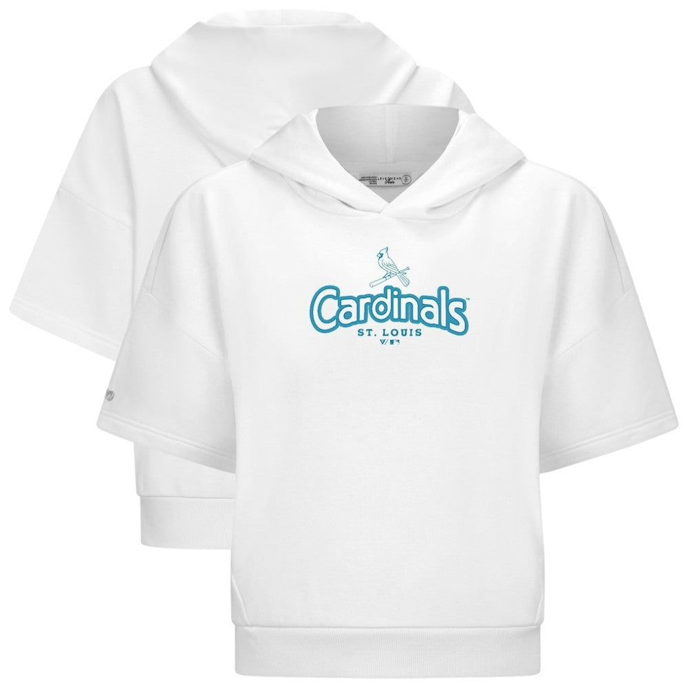 St. Louis Cardinals Levelwear Women's Amber Short Sleeve Cornerstone Hoodie - White