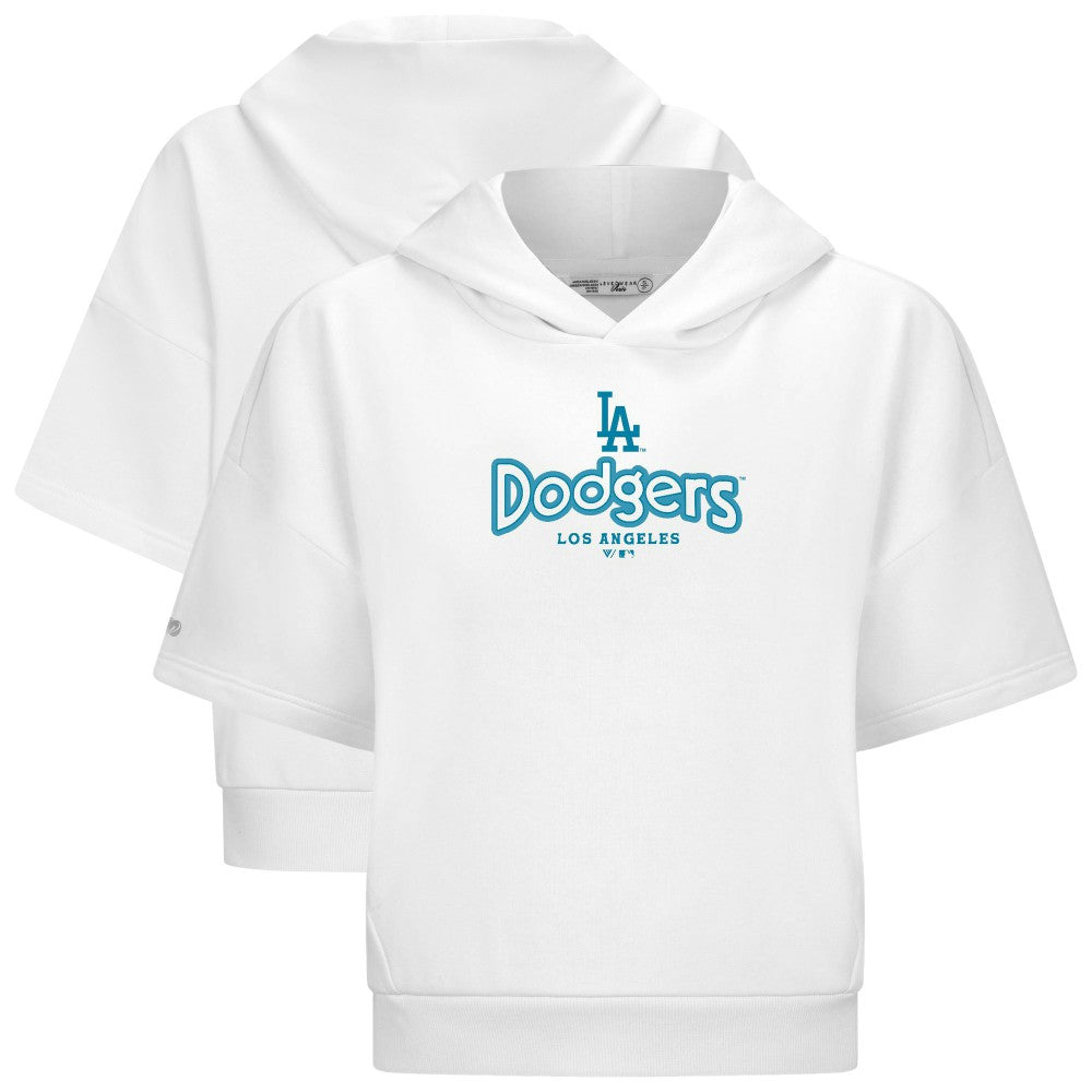 Los Angeles Dodgers Levelwear Women's Amber Short Sleeve Cornerstone Hoodie - White