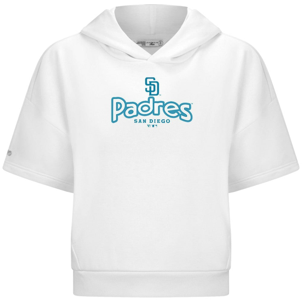 San Diego Padres Levelwear Women's Amber Short Sleeve Cornerstone Hoodie - White