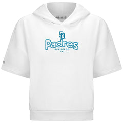 San Diego Padres Levelwear Women's Amber Short Sleeve Cornerstone Hoodie - White
