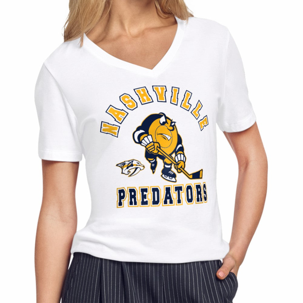 Nashville Predators Starter Women's Tough Puck T-Shirt White