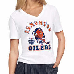 Edmonton Oilers Starter Women's Tough Puck T-Shirt White