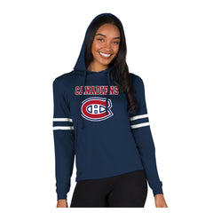 Montreal Canadiens Concepts Sport Women's Marathon Long-Sleeve Hooded T-Shirt Navy