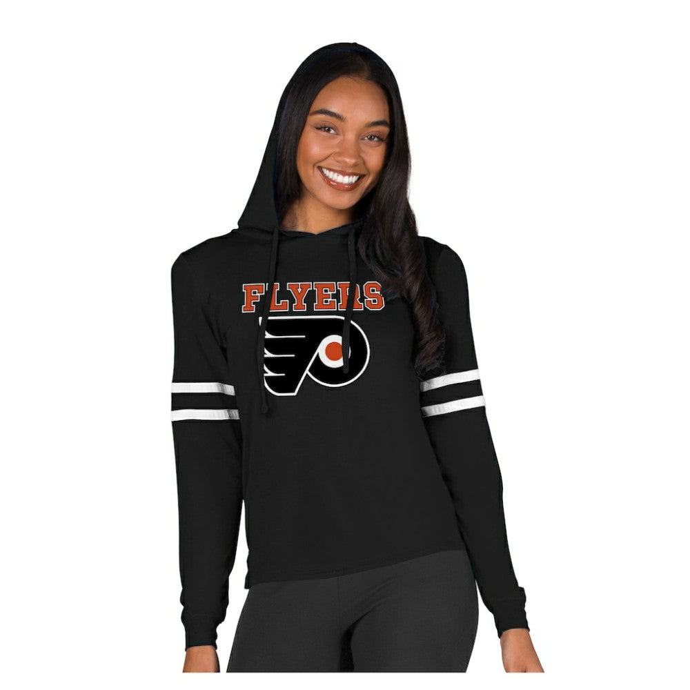 Philadelphia Flyers Concepts Sport Women's Marathon Long-Sleeve Hooded T-Shirt Black