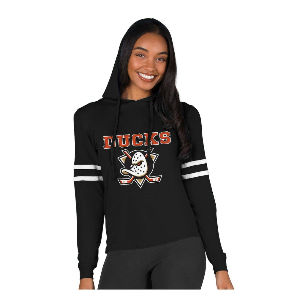 Anaheim Ducks Concepts Sport Women's Marathon Long-Sleeve Hooded T-Shirt Black