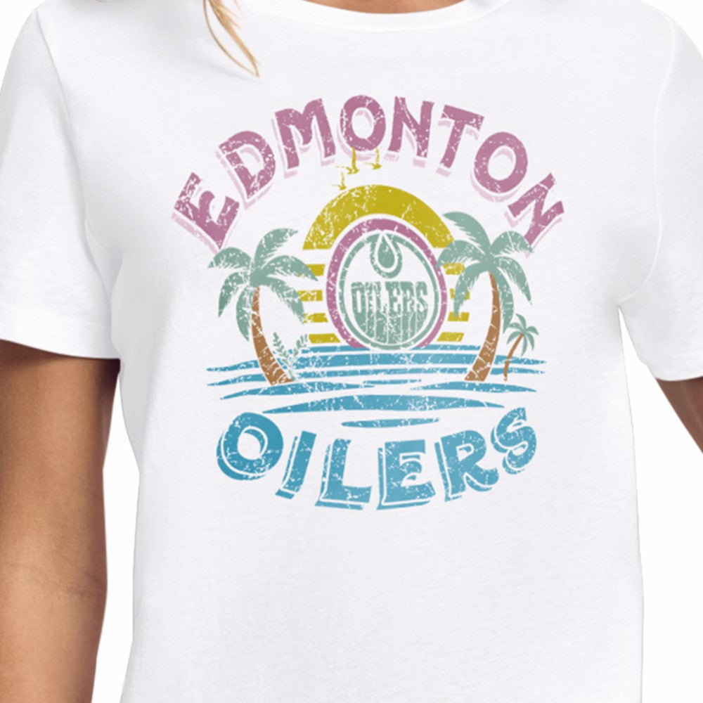 Edmonton Oilers Starter Women's Tonal Beach T-Shirt White