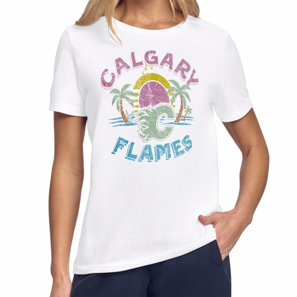 Calgary Flames Starter Women's Tonal Beach T-Shirt White