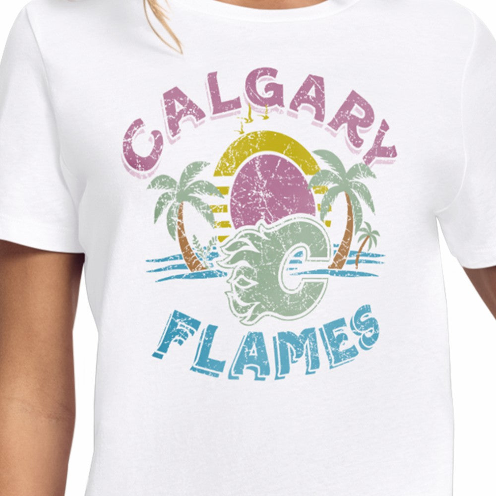 Calgary Flames Starter Women's Tonal Beach T-Shirt White
