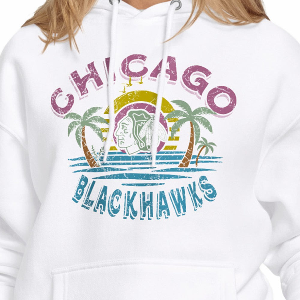 Chicago Blackhawks Starter Women's Tonal Beach Hoodie White