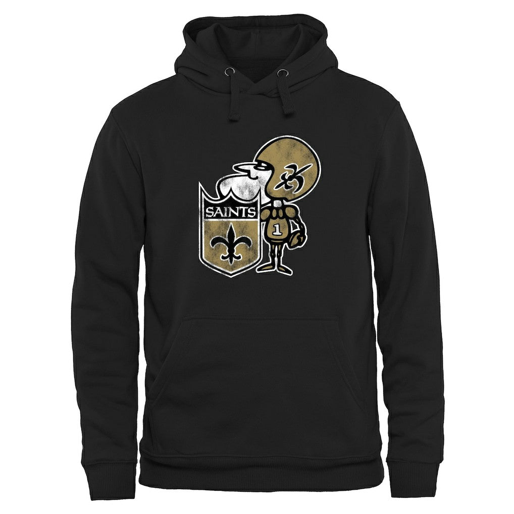 New Orleans Saints Throwback Logo Pullover Hoodie - Black outlet
