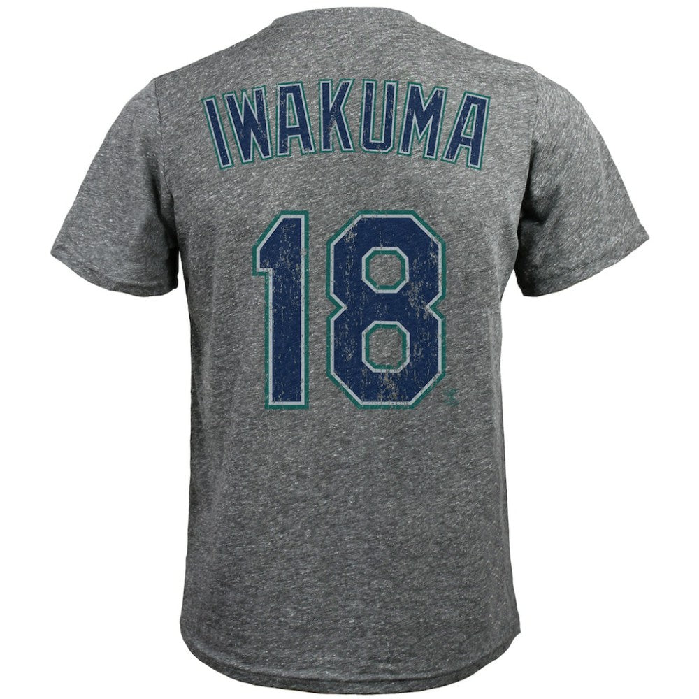Hisashi Iwakuma Seattle Mariners Majestic Threads Premium Tri-Blend Name & Number T-Shirt - Gray