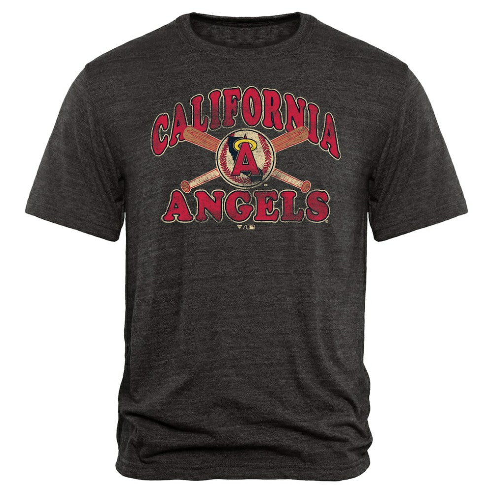 Los Angeles Angels Cooperstown Bats Tri-Blend T-Shirt - Black