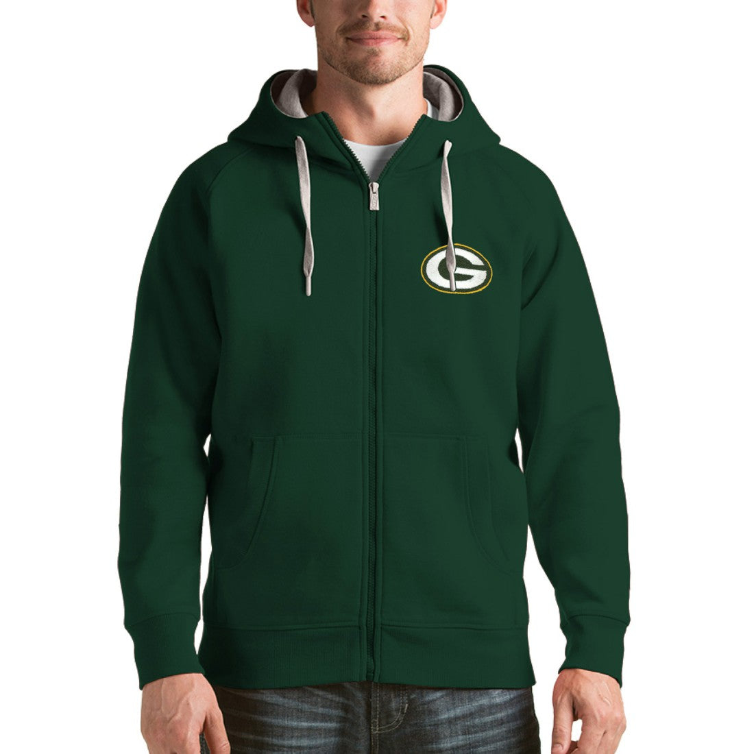 Green Bay Packers Antigua Victory Full-Zip Hoodie - Green for sale