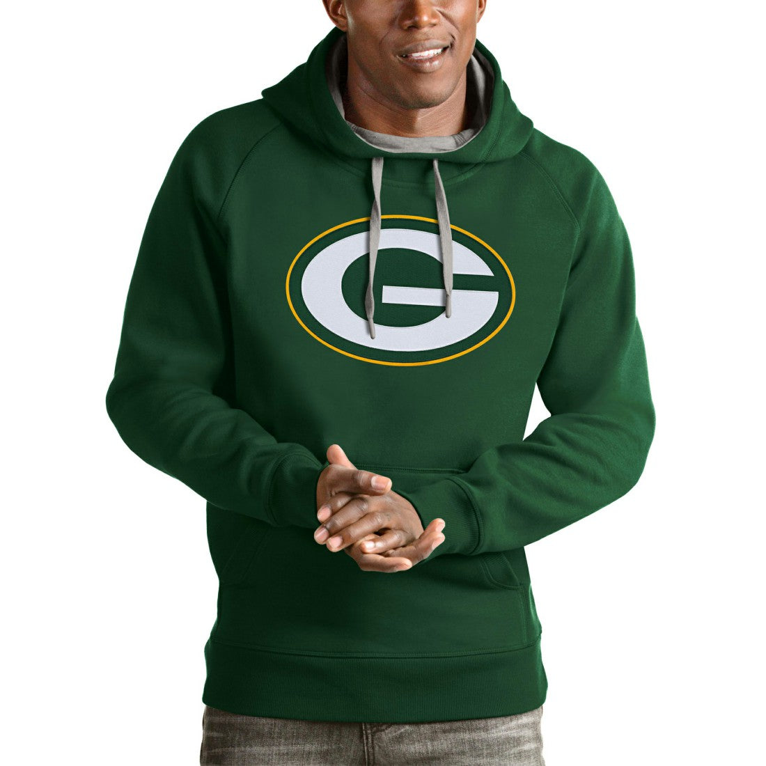 Green Bay Packers Antigua Victory Pullover Hoodie - Green on sale
