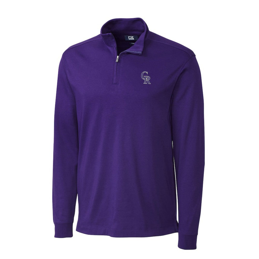 Colorado Rockies Cutter & Buck Belfair Half-Zip Pullover Jacket - Purple