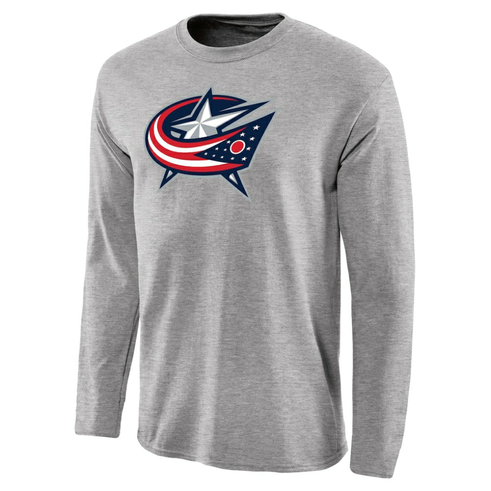 Columbus Blue Jackets Team Primary Logo Long Sleeve T-Shirt Ash