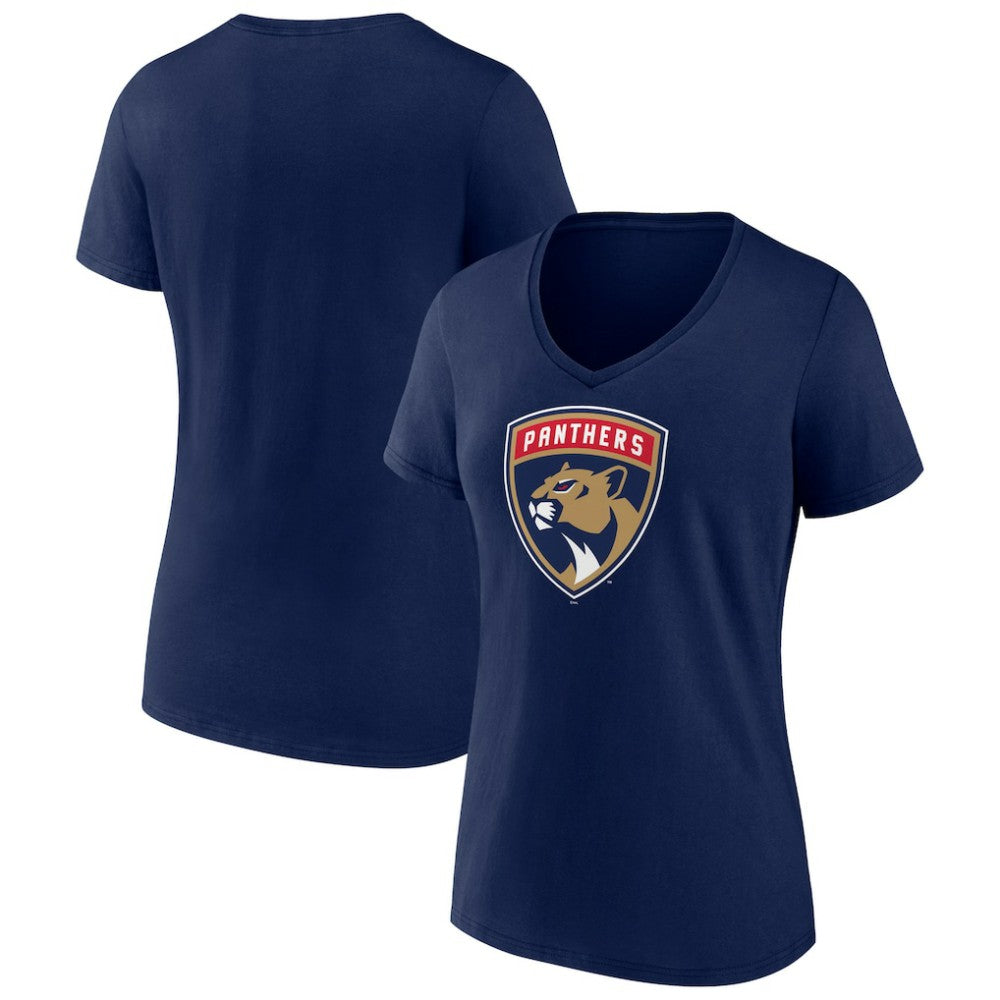 Florida Panthers Women's Primary Logo V-Neck T-Shirt Navy