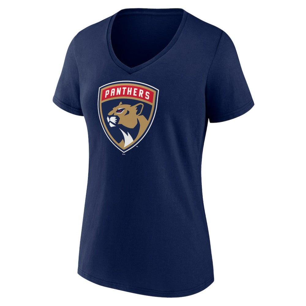 Florida Panthers Women's Primary Logo V-Neck T-Shirt Navy