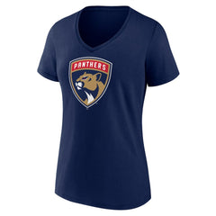 Florida Panthers Women's Primary Logo V-Neck T-Shirt Navy