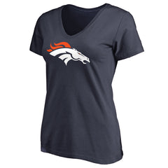 Denver Broncos Pro Line Women's Primary Team Logo 2 V-Neck T-Shirt - Navy discount