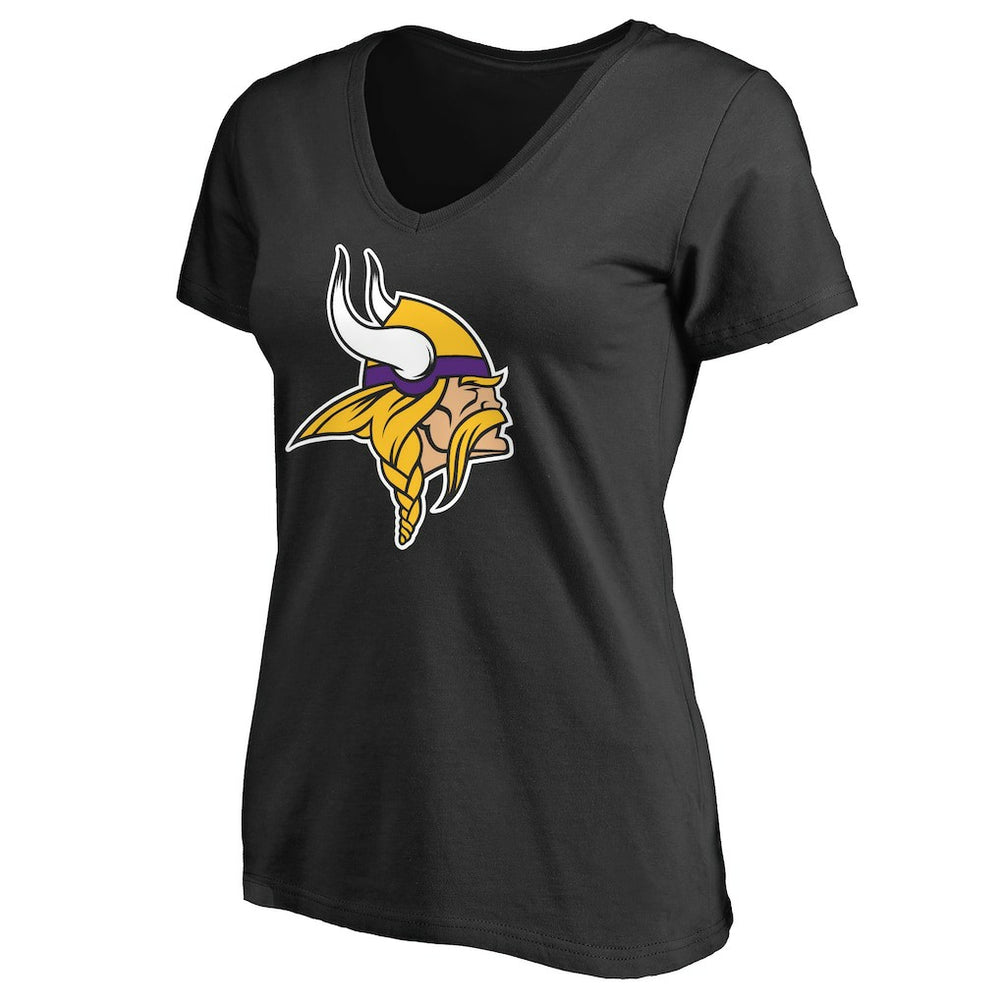 Minnesota Vikings Women's Primary Team Logo V-Neck T-Shirt - Black on sale