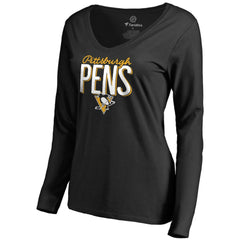Pittsburgh Penguins Women's Nostalgia Long Sleeve T-Shirt Black