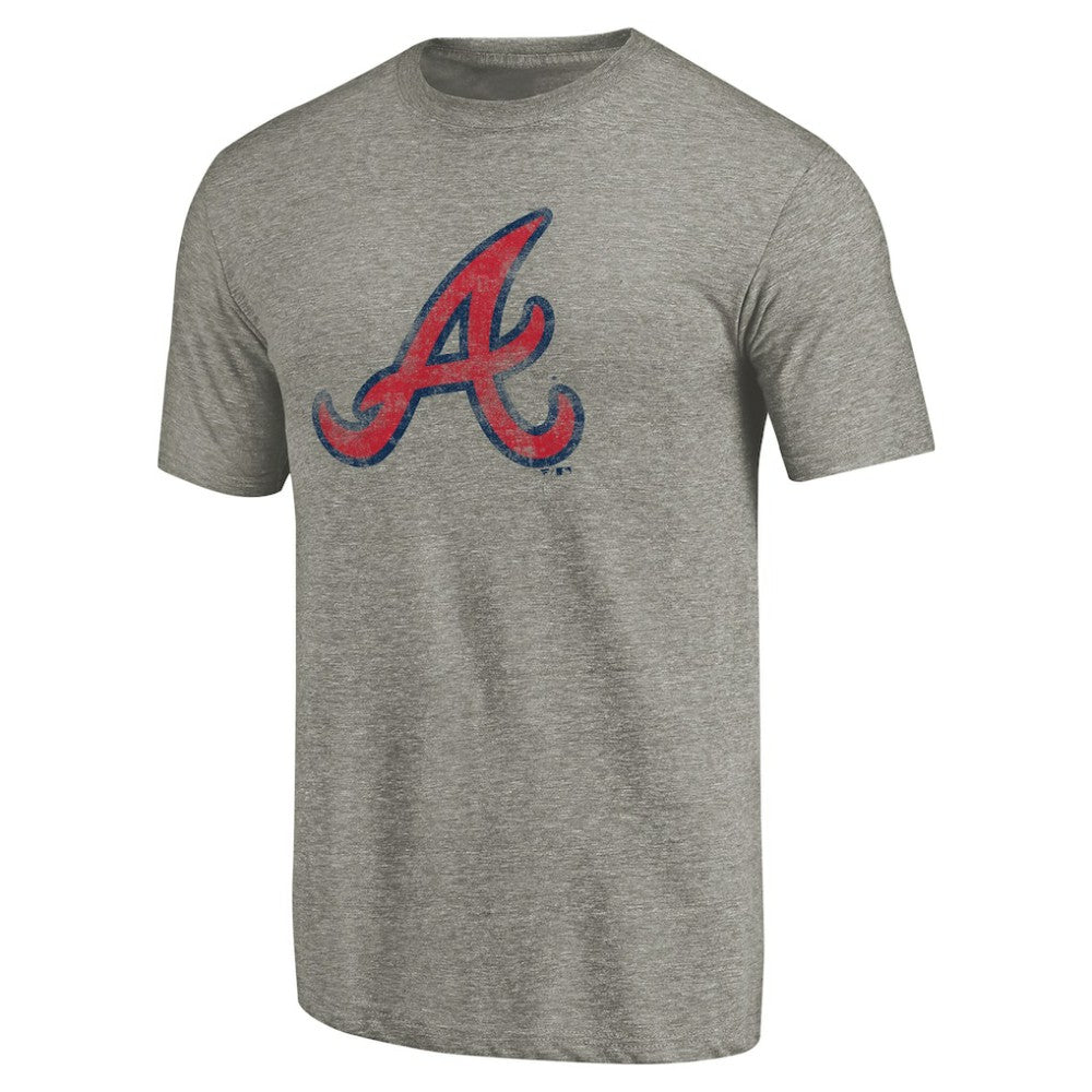 Atlanta Braves Distressed Team 2 Tri-Blend T-Shirt - Ash