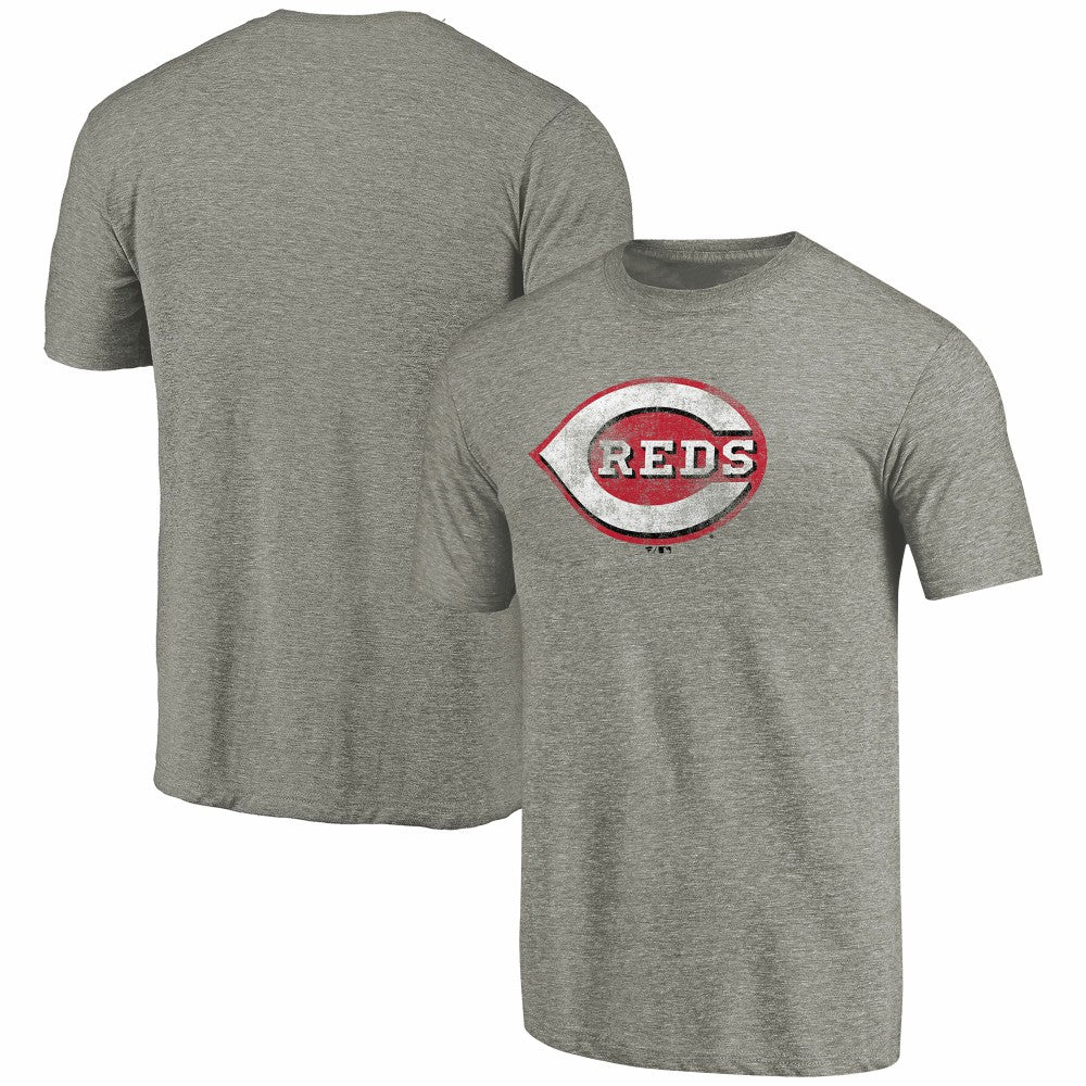 Cincinnati Reds Distressed Team Tri-Blend T-Shirt - Ash