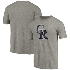 Colorado Rockies Distressed Team Tri-Blend T-Shirt - Ash