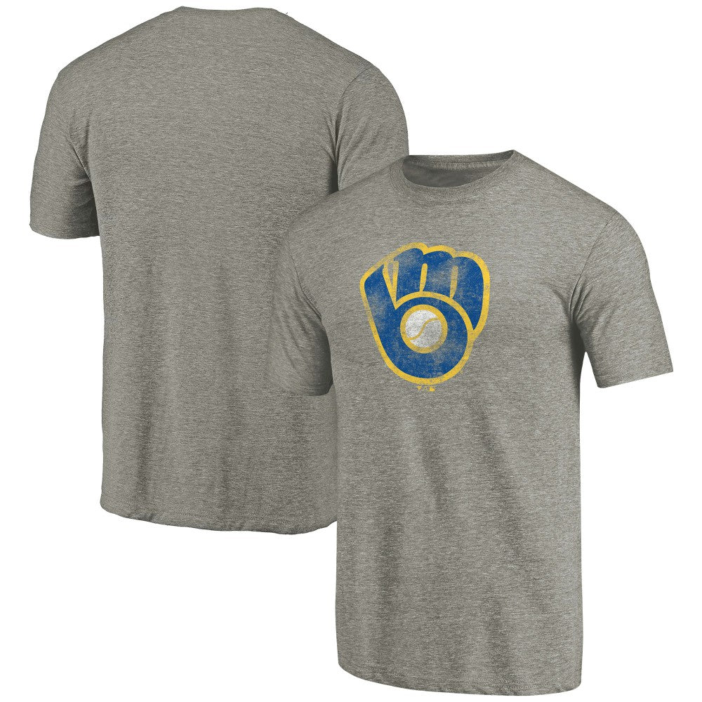Milwaukee Brewers Distressed Team Tri-Blend T-Shirt - Ash