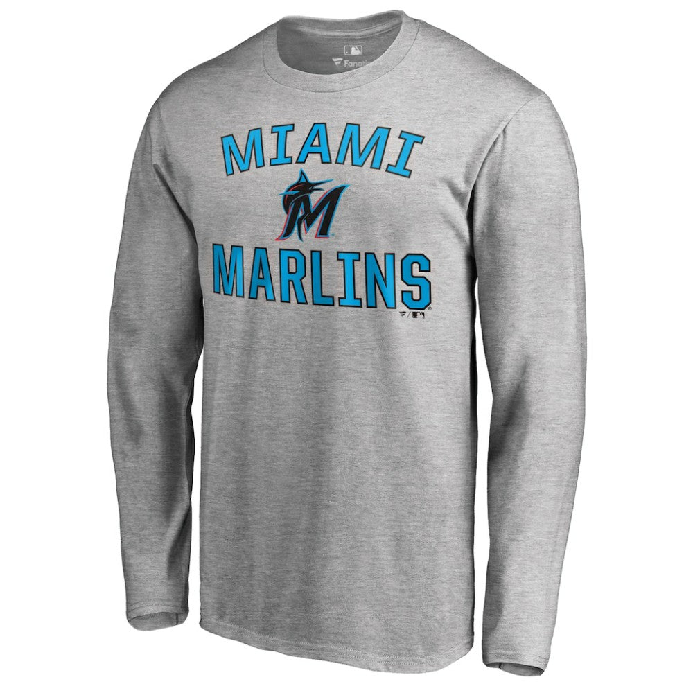 Miami Marlins Victory Arch Long Sleeve T-Shirt - Ash