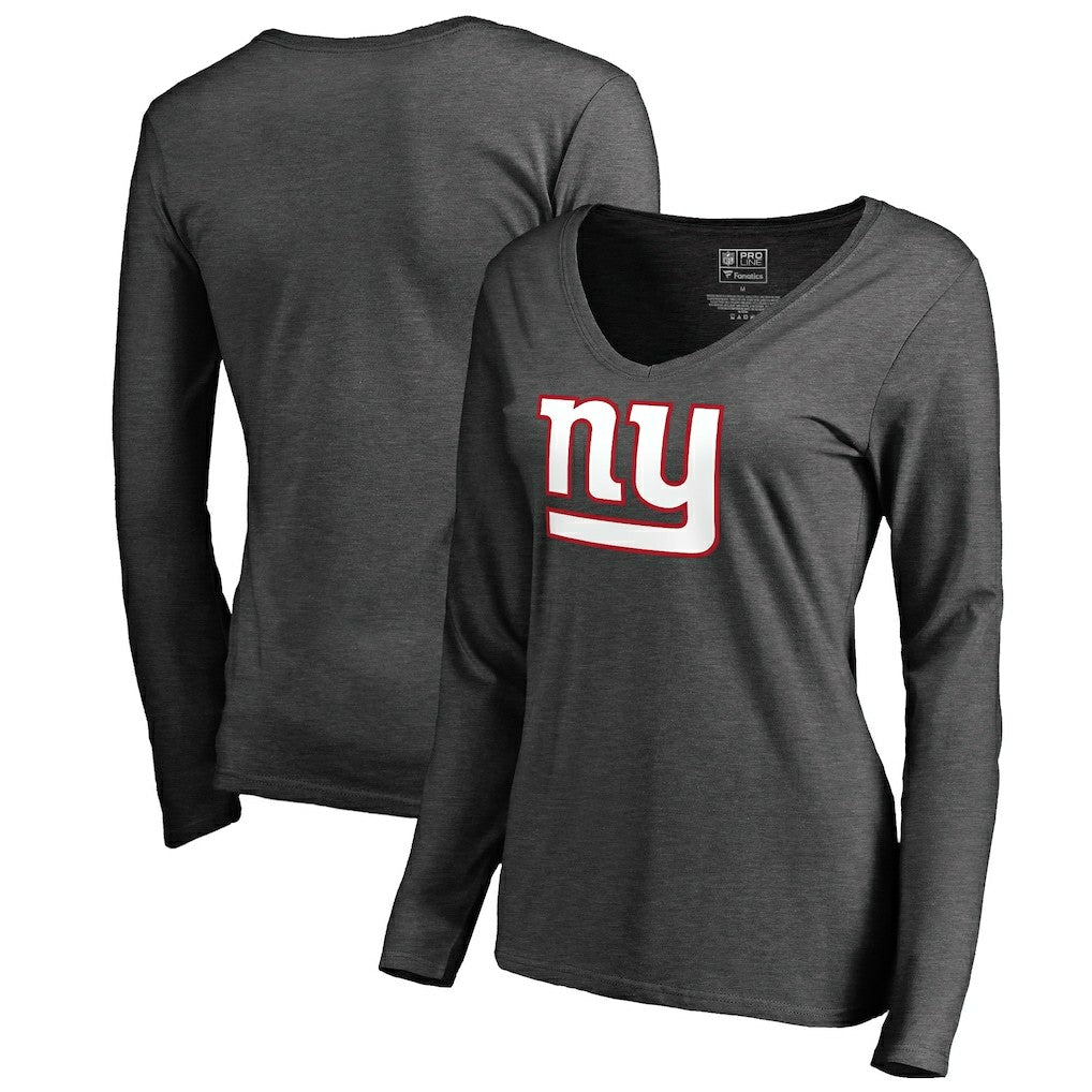 New York Giants Women's Team Logo Long Sleeve T-Shirt - Heathered Gray for sale