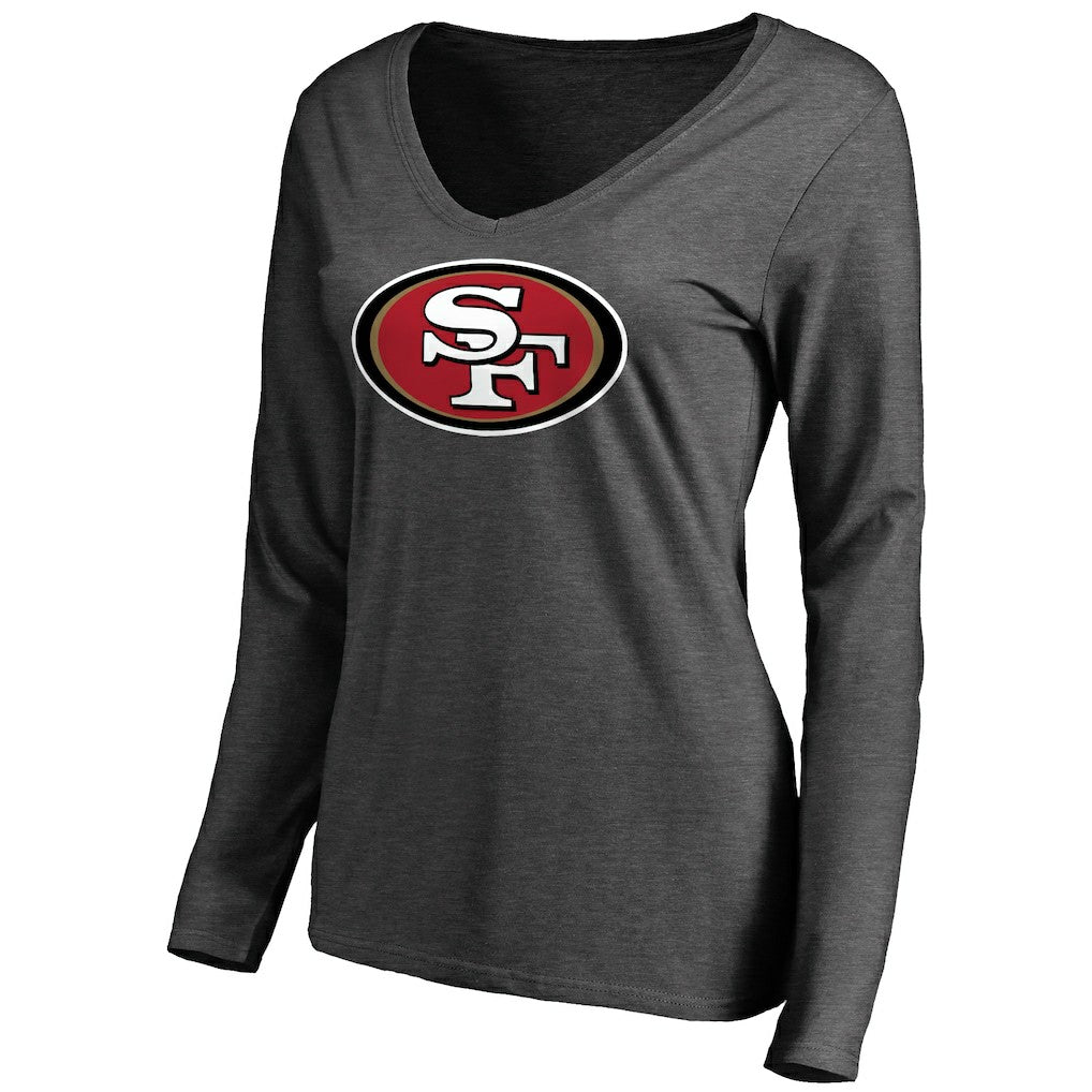 San Francisco 49ers Women's Team Logo Long Sleeve T-Shirt - Heathered Gray discount