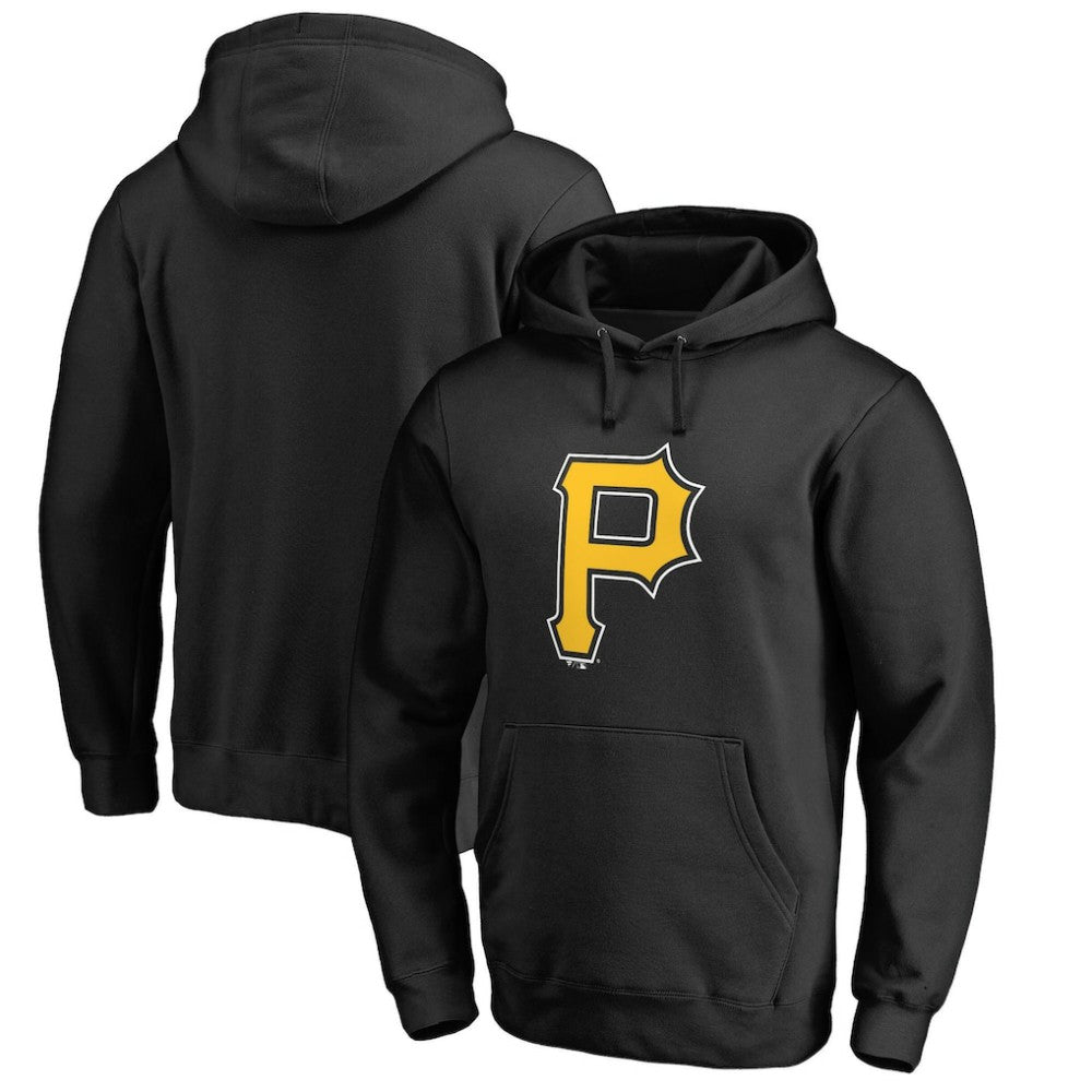 Pittsburgh Pirates Official Logo Fitted Pullover Hoodie - Black