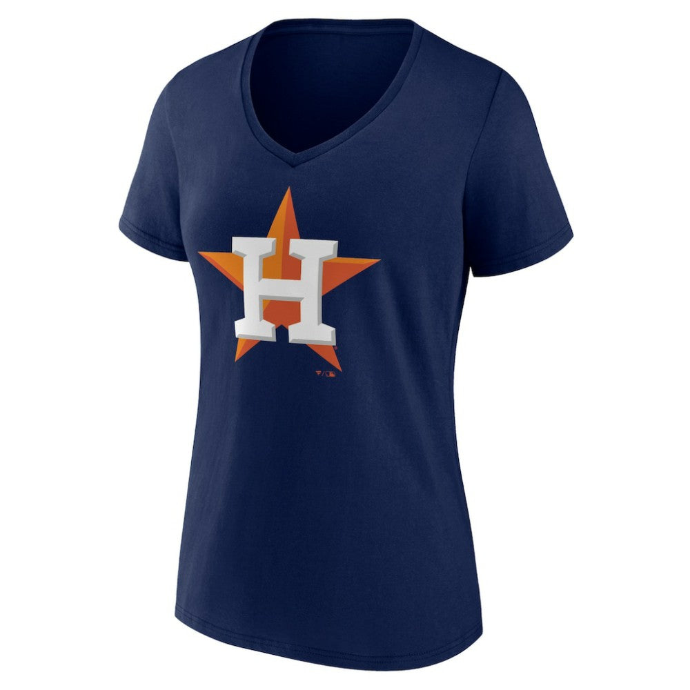 Houston Astros Women's Team Color Primary Logo V-Neck T-Shirt - Navy