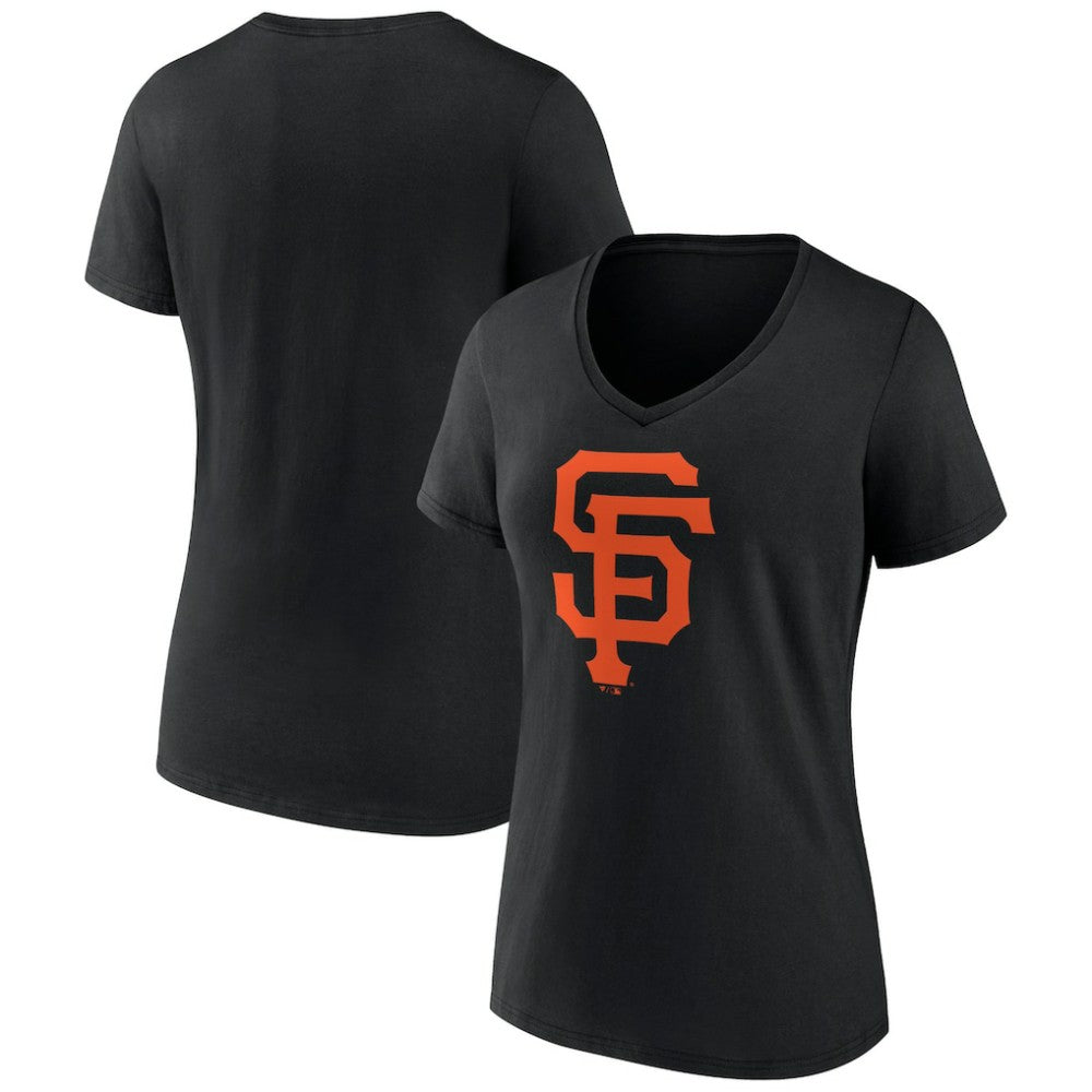 San Francisco Giants Women's Team Color Primary Logo V-Neck T-Shirt - Black