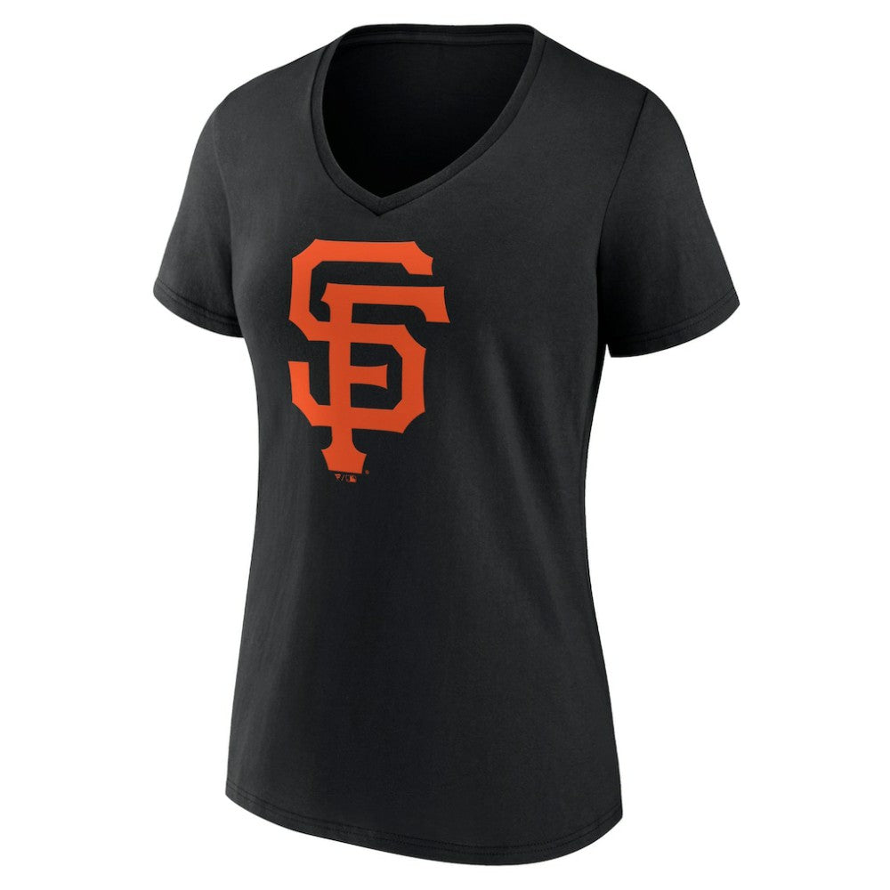 San Francisco Giants Women's Team Color Primary Logo V-Neck T-Shirt - Black