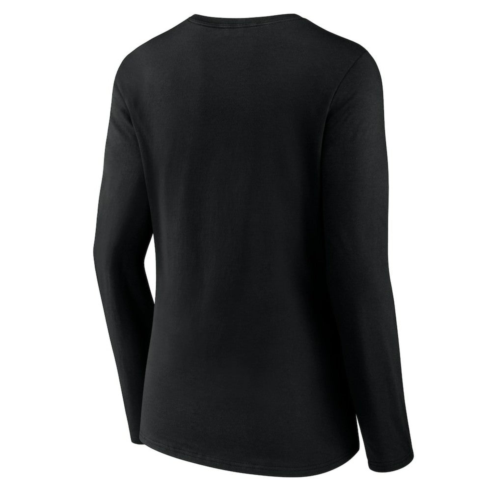 Pittsburgh Pirates Women's Team Color Primary Logo V-Neck Long Sleeve T-Shirt - Black