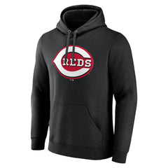 Cincinnati Reds Official Logo Fitted Pullover Hoodie - Black