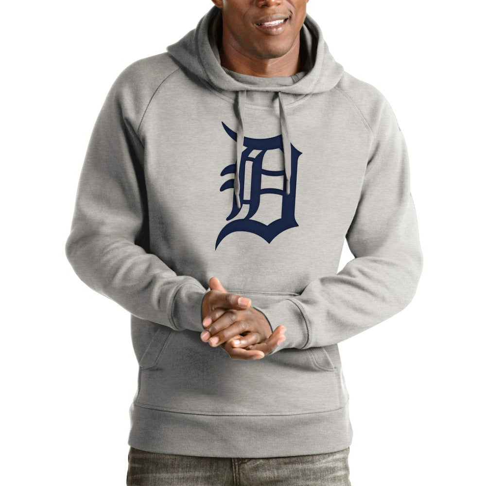 Detroit Tigers Antigua Victory Pullover Hoodie - Heathered Gray