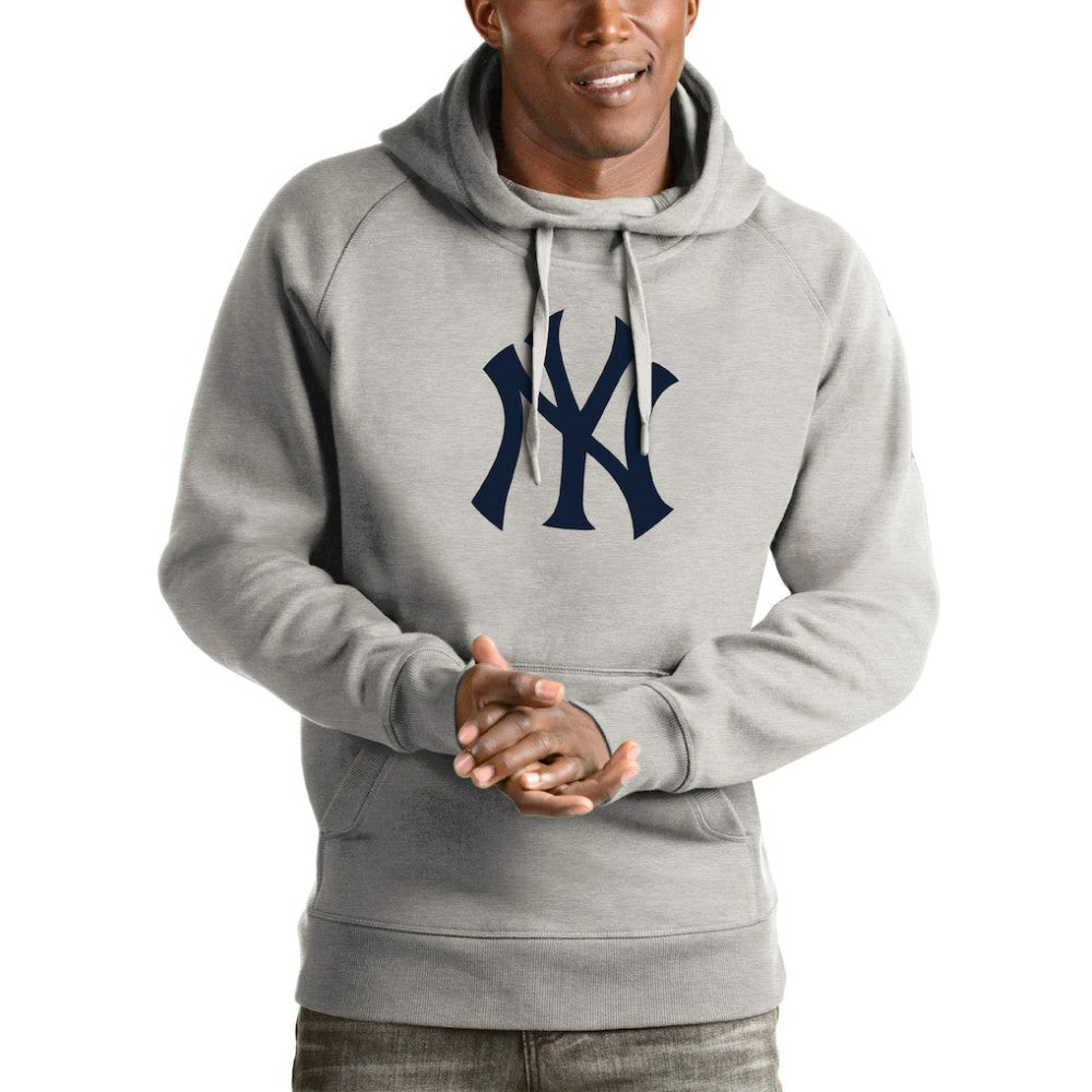 New York Yankees Antigua Victory Pullover Hoodie - Heathered Gray