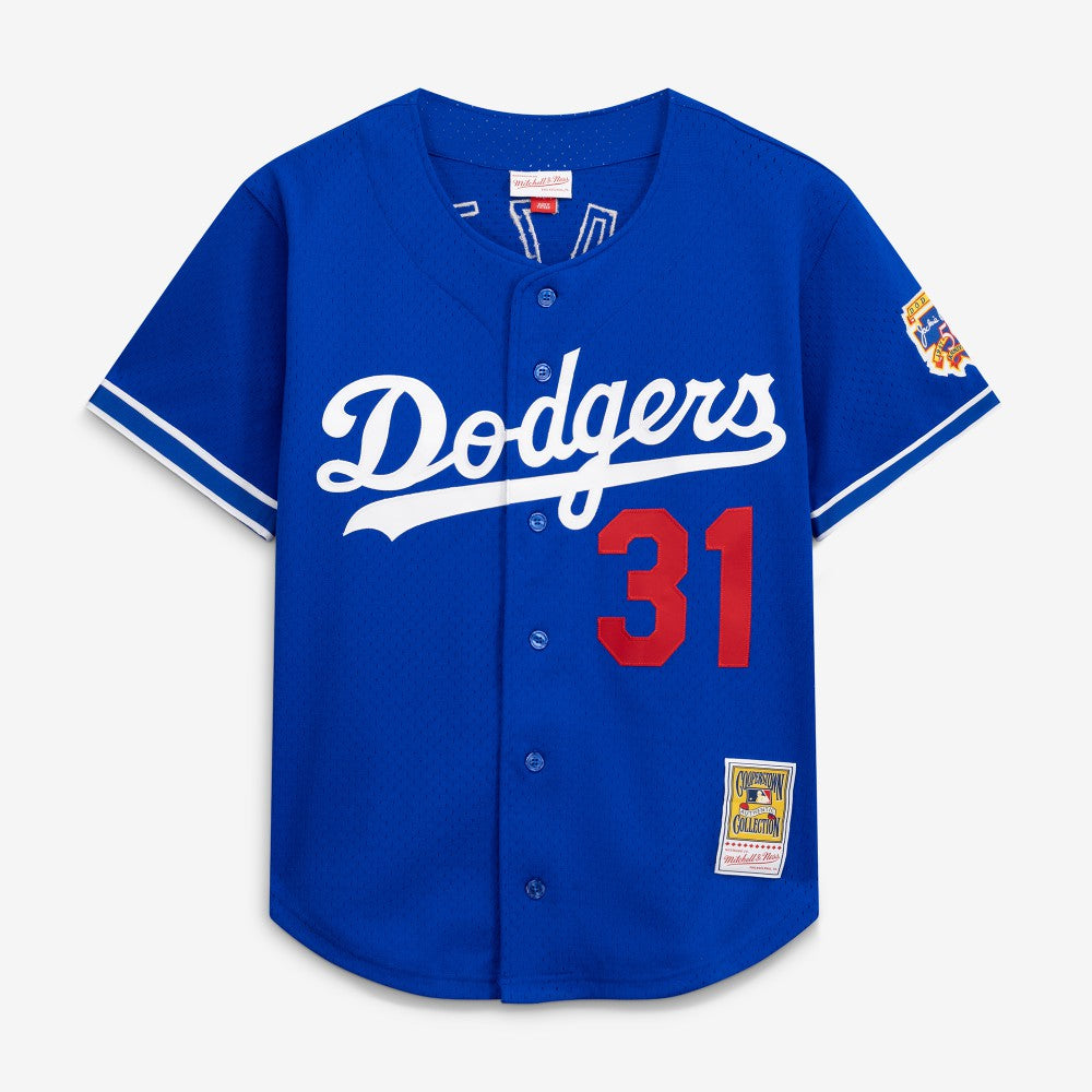 Mike Piazza Los Angeles Dodgers Cooperstown Collection Mesh Batting Practice Button-Up Jersey - Royal | Mitchell & Ness