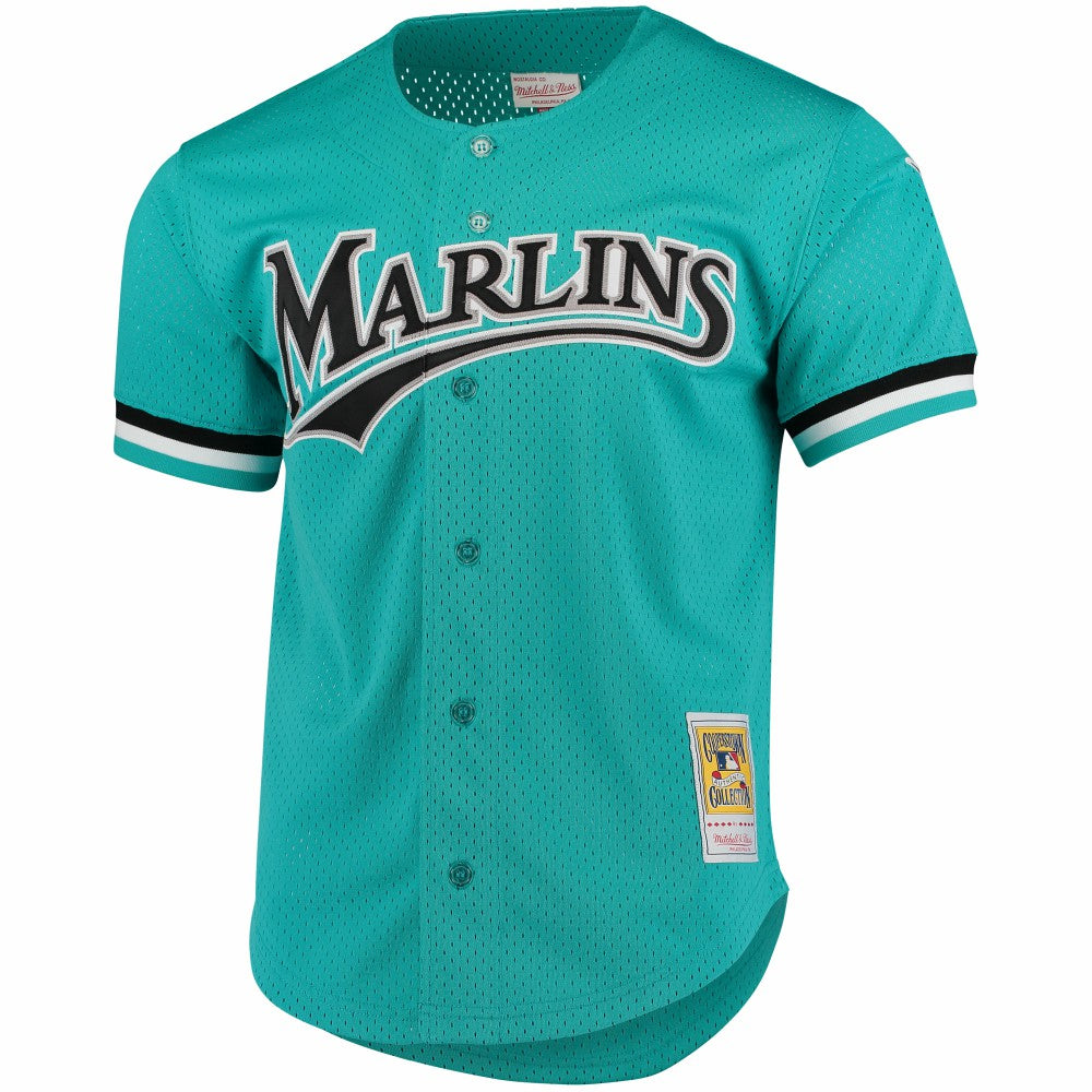Andre Dawson Florida Marlins Cooperstown Collection Mesh Batting Practice Button-Up Jersey - Teal | Mitchell & Ness