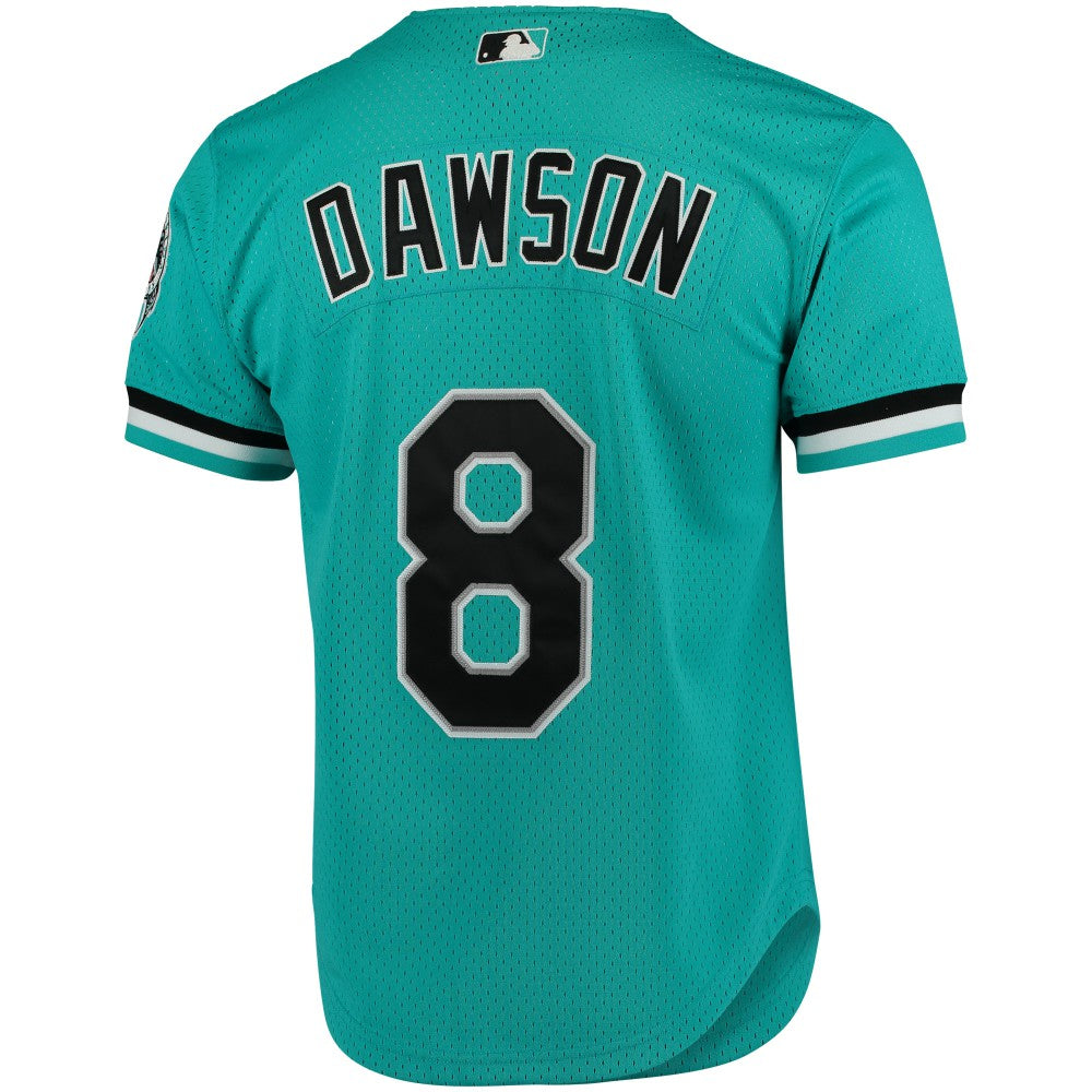 Andre Dawson Florida Marlins Cooperstown Collection Mesh Batting Practice Button-Up Jersey - Teal | Mitchell & Ness