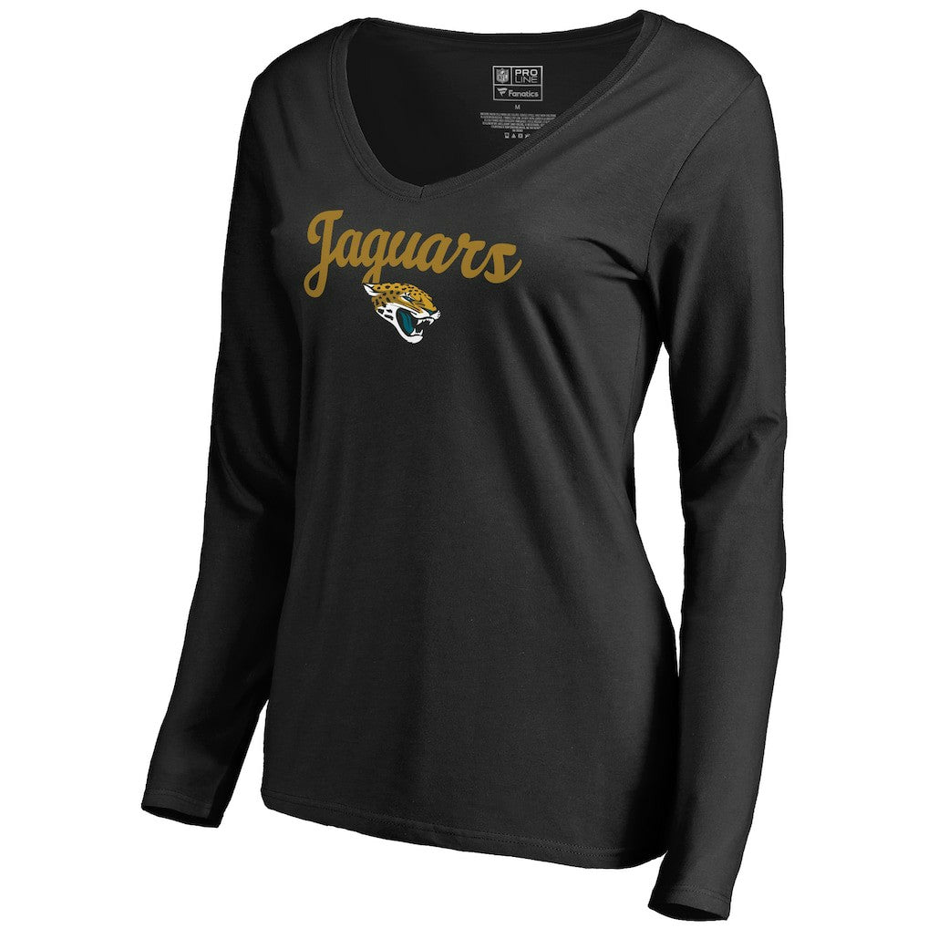 Jacksonville Jaguars Women's Freehand V-Neck Long Sleeve T-Shirt - Black online