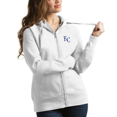 Kansas City Royals Antigua Women's Victory Full-Zip Hoodie - White
