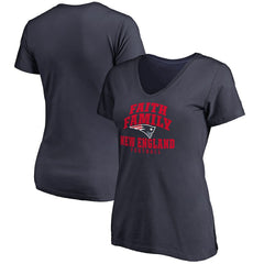 New England Patriots Women's Faith Family V-Neck T-Shirt - Navy sale