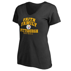 Pittsburgh Steelers Women's Faith Family T-Shirt - Black discount